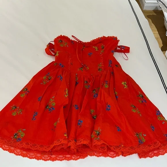 Nasty Gal Ditsy Red Floral Milkmaid Dress - Picture 3 of 15